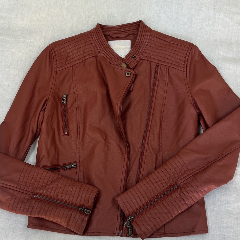 Faux leather Anthropologie Size Small jacket- rust/brown - Picture 3 of 9